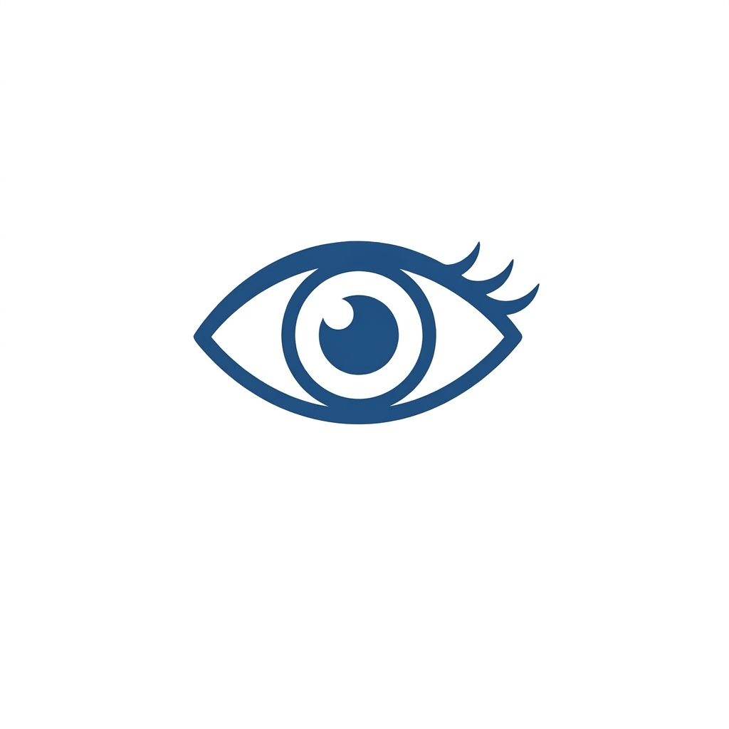 Magnifying glass highlighting an eye with a question mark below it